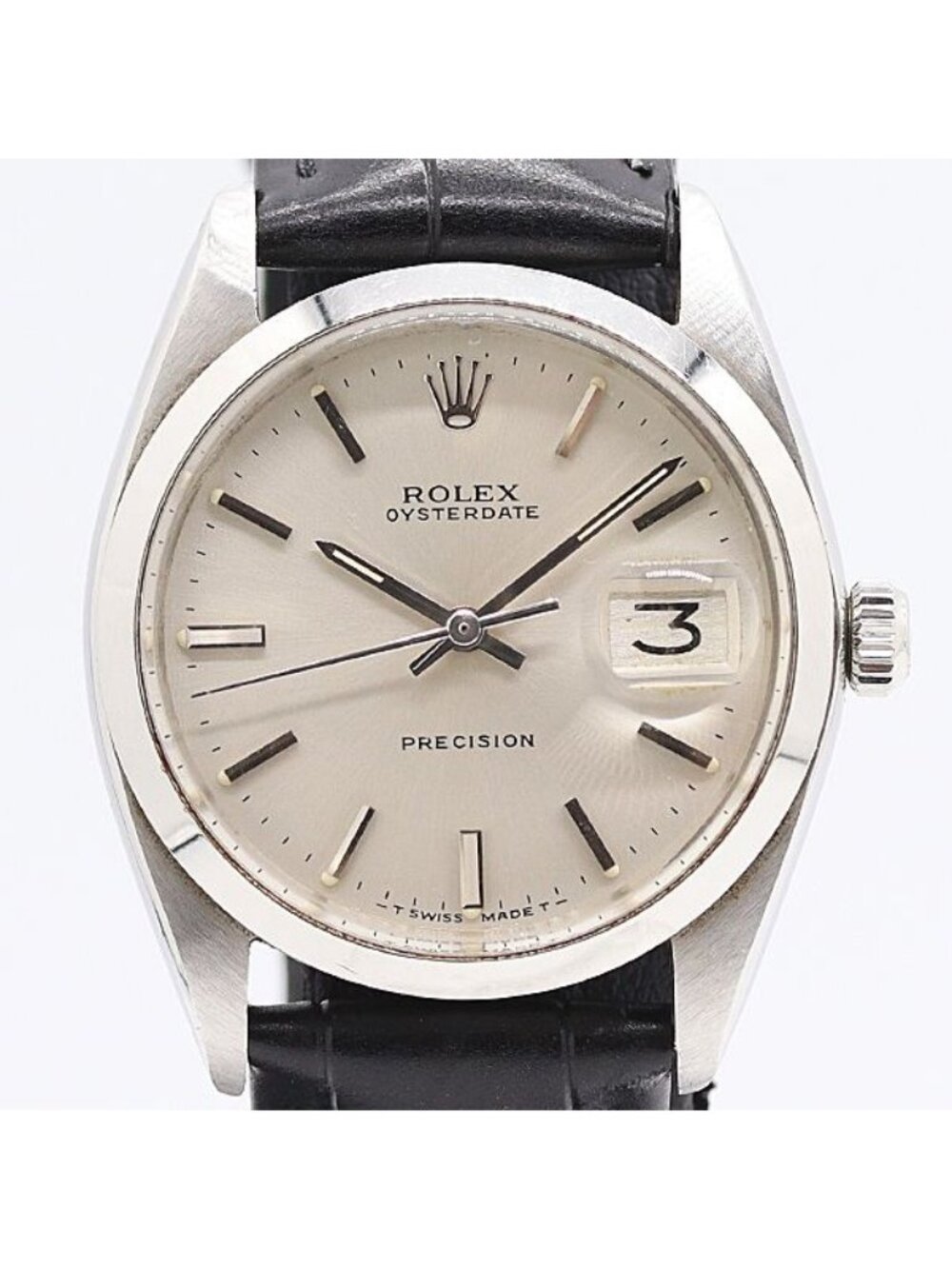 Rolex Oyster Date Precision Manual Wind Silver Dial Watch